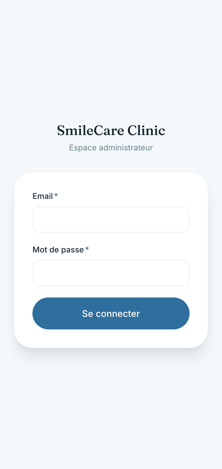 Capture d'écran réelle de la page de connexion admin en mobile