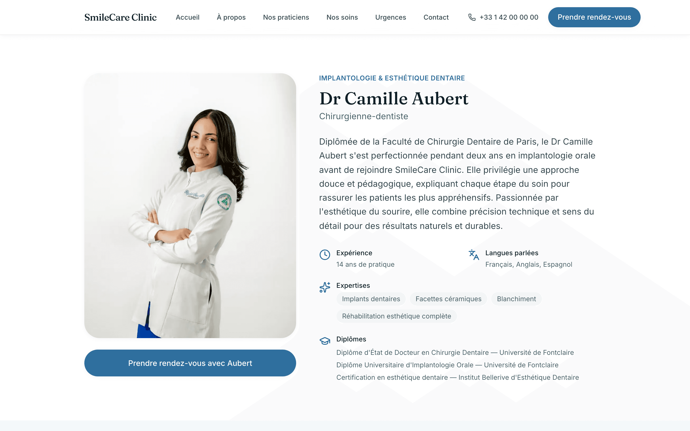 Capture d'écran de la page Des praticiens identifiables, pas une équipe anonyme